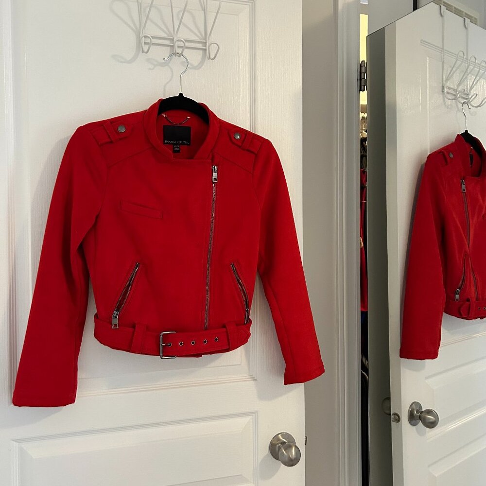 BANANA REPUBLIC Faux Suede Moto Bomber Jacket – XS